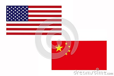 Flag of America and China. Stock Photo