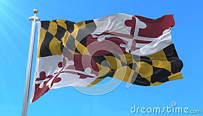 Flag of american state of Maryland, region of the United States Stock Photo