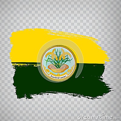 Flag of Ang Thong brush strokes. Flag Ang Thong Province Kingdom of Thailand on transparent background Vector Illustration