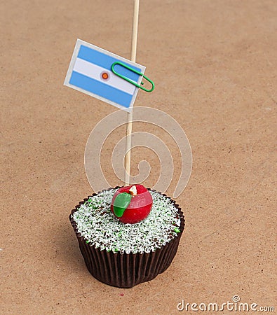 Flag of argentina on cupcake Stock Photo