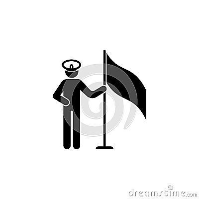 Flag, army, captain, icon. Can be used for web, logo, mobile app, UI, UX Vector Illustration