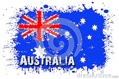 Flag of Australia from blots of paint Vector Illustration