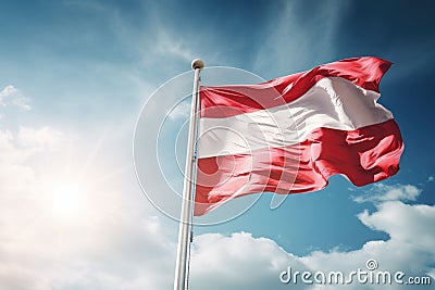 Flag of Austria flying on flagpole Stock Photo