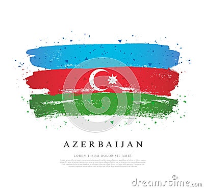 Flag of Azerbaijan. Brush strokes drawn by hand Vector Illustration