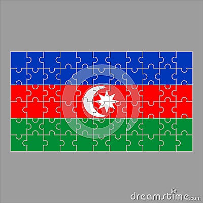 Flag Azeybardjan from puzzles on a gray background. Vector Illustration