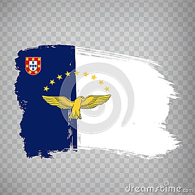 Flag of Azores brush strokes. Flag Autonomous Region of the Azores on transparent background for your web site design, app, UI. P Vector Illustration