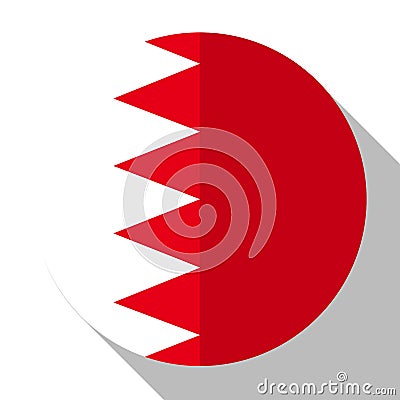 Flag Bahrain - round flatstyle button with a shadow. Vector Illustration