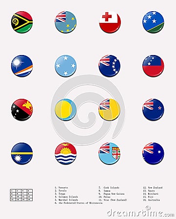 Flag balls/stamps of Oceanian country Stock Photo