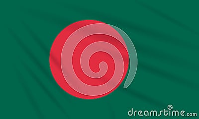 Flag Bangladesh swaying in wind, realistic vector Stock Photo