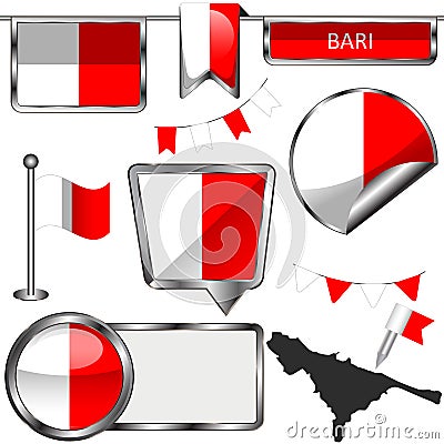 Flag of Bari, Italy Vector Illustration