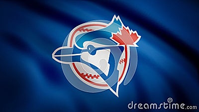 Flag of the Baseball Toronto Blue Jays, american professional baseball team logo, seamless loop. Editorial animation Editorial Stock Photo