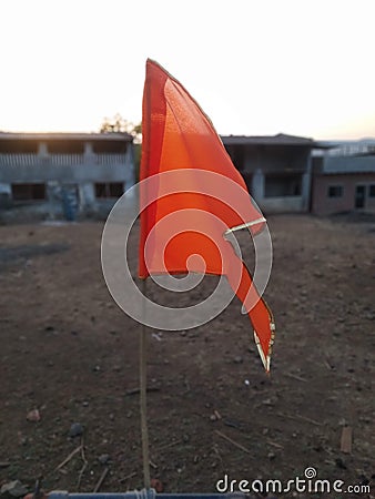 This flag belongs to the brave Shivaji Maharaj of India, the Marathi people Stock Photo