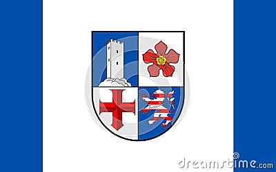 Flag of Bergstrasse in Hesse the land of Germany Cartoon Illustration