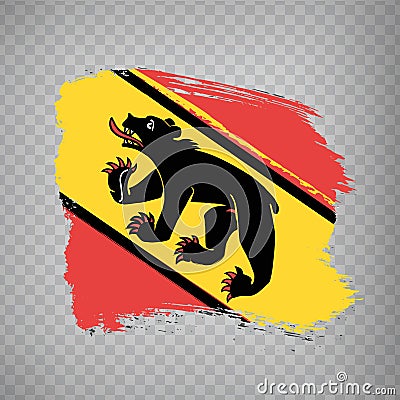 Flag of Bern brush strokes. Flag of Bern on transparent background for your web site design, app, UI. Switzerland. Vector Illustration