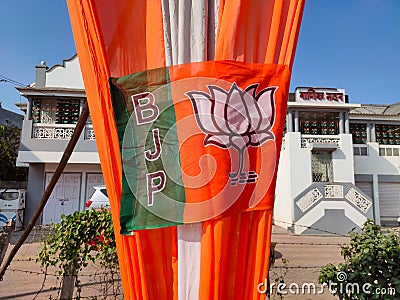 Flag of Bharatiya Janata Party Editorial Stock Photo