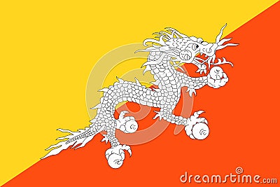 Image of the flag of Bhutan Vector Illustration