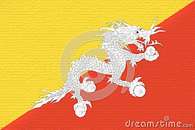 Flag of Bhutan Wall Stock Photo