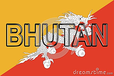 Flag of Bhutan Word Stock Photo