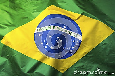 Brazilian flag, fluttering pattern, close up Stock Photo