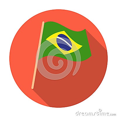 Flag of Brazil icon in flat style isolated on white background. Brazil country symbol Vector Illustration