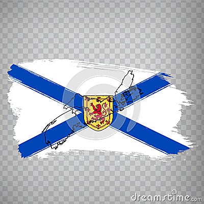 Flag of Nova Scotia from brush strokes. Blank map of Nova Scotia Province. Canada. High quality map of Nova Scotia Vector Illustration