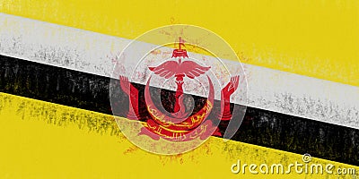 Flag of Brunei Grunge Stock Photo