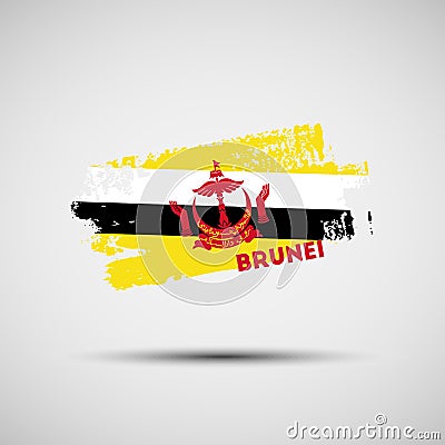 Grunge brush stroke with Bruneian national flag colors Vector Illustration