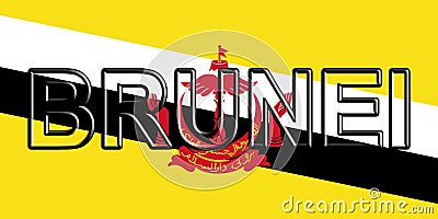 Flag of Brunei Word. Stock Photo