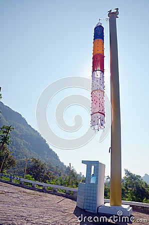 Flag Burma Style at Tai Ta Ya Monastery Stock Photo