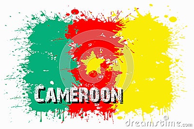 Flag of Cameroon from blots of paint Vector Illustration