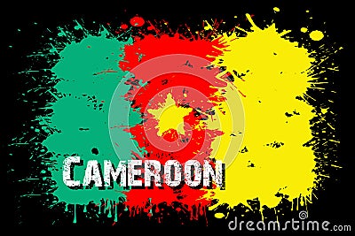 Flag of Cameroon from blots of paint Vector Illustration