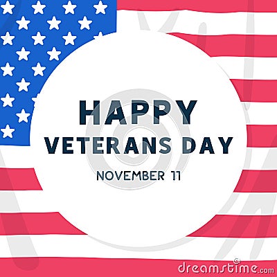 Flag in celebration for thank you Veterans Day kawaii doodle flat vector illustration Premium Vector Illustration