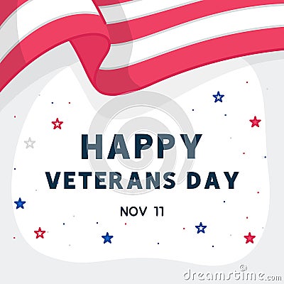 Flag in celebration for thank you Veterans Day kawaii doodle flat vector illustration Premium Vector Illustration