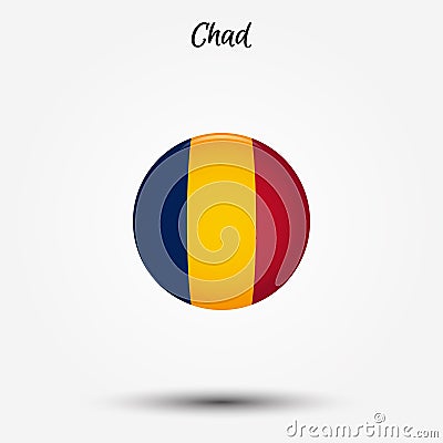 Flag of Chad icon Cartoon Illustration