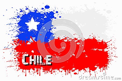 Flag of Chile from blots of paint Vector Illustration