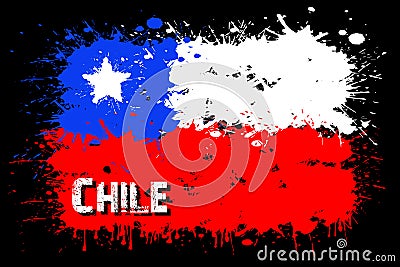 Flag of Chile from blots of paint Vector Illustration