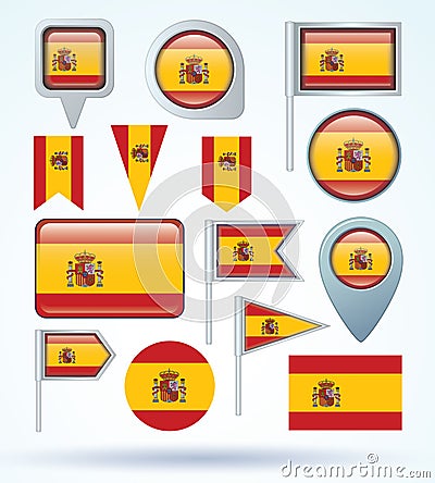 Flag collection of Spain vector illustration. Vector Illustration