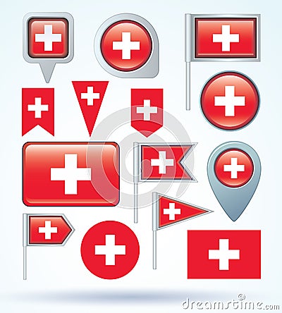 Flag collection of switzerland, vector illustration. Vector Illustration