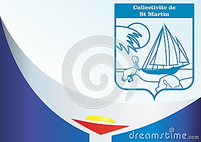 Flag of the Collectivity of Saint Martin, overseas collectivity of France Vector Illustration