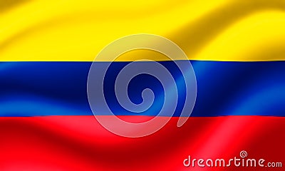 Flag of Colombia waving in the wind. Stock Photo