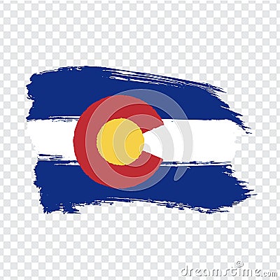 Flag of Colorado from brush strokes. United States of America. Flag Colorado on transparent background for your web site design, Vector Illustration