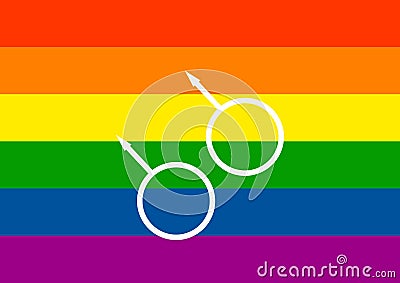 Flag in the colors of the rainbow of sexual menhns Stock Photo