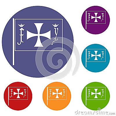 Flag of Columbus icons set Vector Illustration