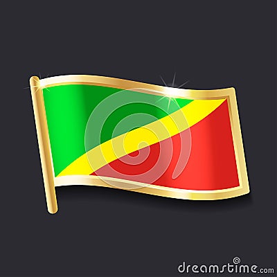 Flag of Congo in the form of badge Vector Illustration