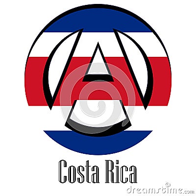 Flag of Costa Rica of the world in the form of a sign of anarchy Stock Photo