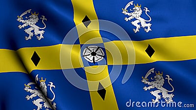 Flag of County Durham. Waving Fabric Satin Texture Flag of County Durham 3D Illustration Stock Photo