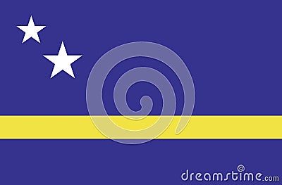 Flag of Curacao. Official symbol of Country of Curacao Stock Photo