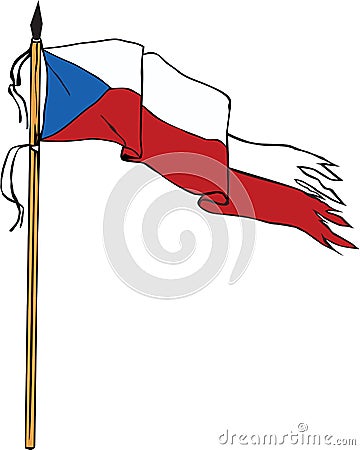 Flag Czech Republic Torn Ripped Retro Vector Illustration