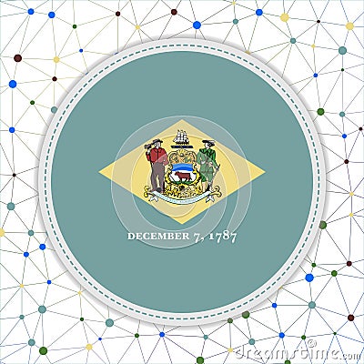 Flag of Delaware with network background. Vector Illustration