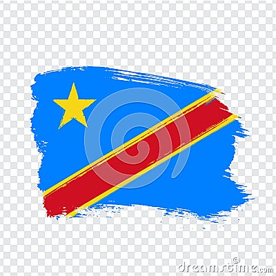 Flag Democratic Republic of the Congo from brush strokes. Flag Democratic Republic of the Congo on transparent background for your Vector Illustration